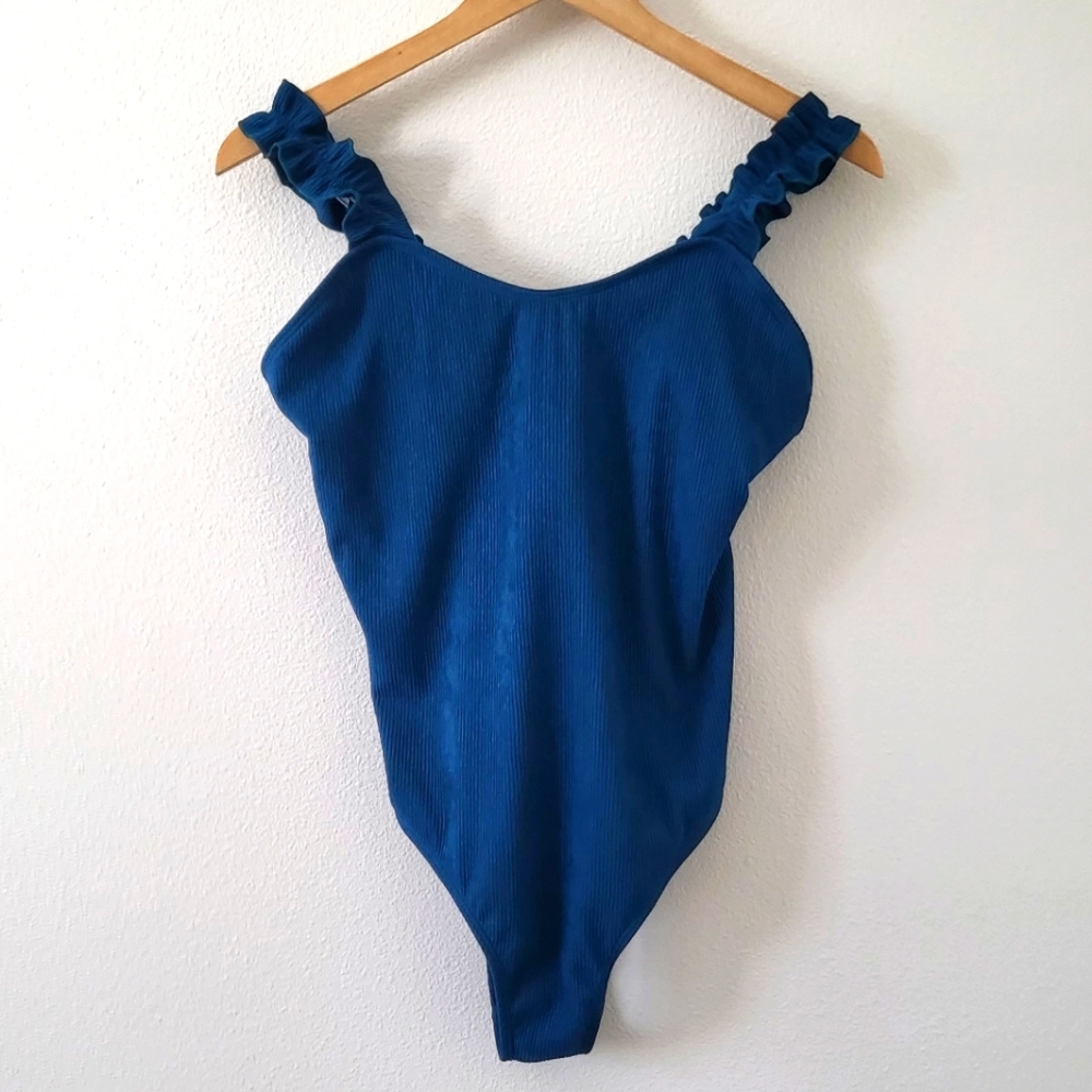 Frill Strap One Piece Swimsuit (Teal) sz XL 12